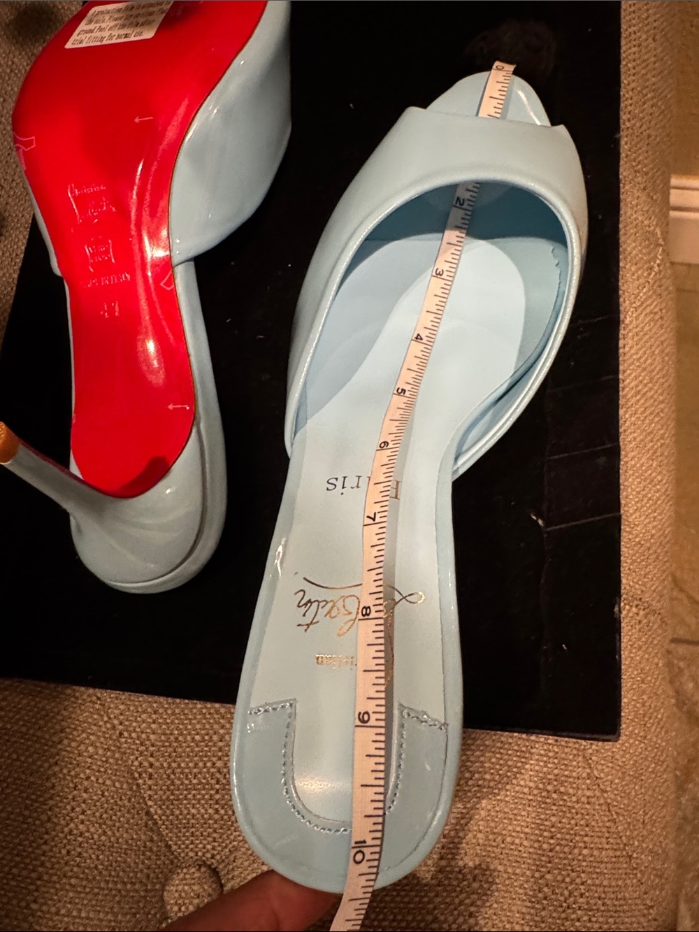 Christian Louboutin Red Bottoms Tiffany Blue Patent Leather Kitten Heels - Picture 8 of 14